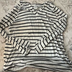 Kona Sol Black and White Striped Hoodie